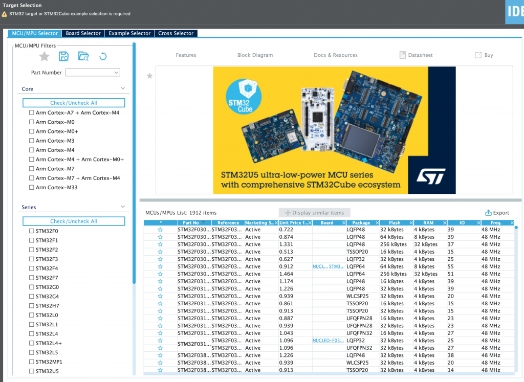 STM32 Microcontroller Selection for a C++ Project