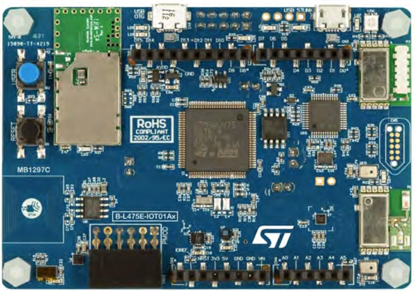 STM32L475 Discovery board used for the RTOS benchmark study